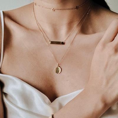 China CLASSIC Custom Geometric Horizontal Bar Pendant Necklace Stainless Steel White 18K Gold Plated Minimalism Jewelry Necklaces For Women for sale