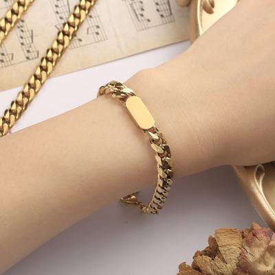 China CLASSIC Non Tarnish Stainless Steel 18K Gold Plated 8mm Miami Cuban Chain Link Bracelet for sale