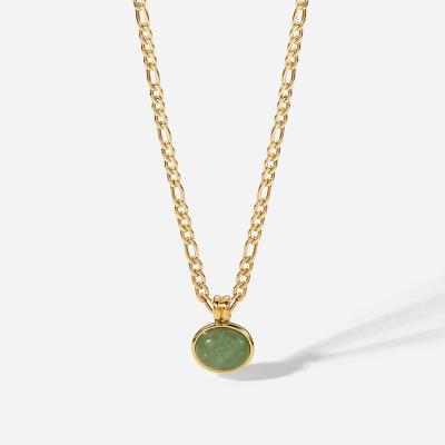 China Waterproof Jewelry Gold Plated Jade Necklace 14K 14K Pendant Stainless Steel Necklaces CLASSIC Jewelry Jade Necklace Jade For Women for sale