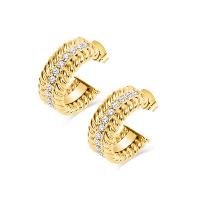 China Fashion CLASSIC Earrings Trend Zircon 2022 Jewelry Supplier Stainless Steel Twist Circle Earrings Diamond Earring Western Jewelry for sale