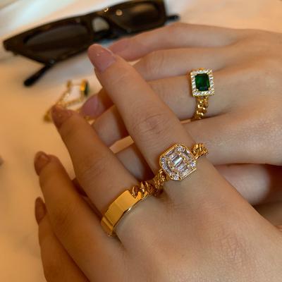 China Fashion CLASSIC Brass Plain 18K Gold Plated Cuban White Bar Ring Women Rings Jewelry for sale