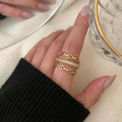 China Fashion CLASSIC 18K Brass Diamond Rings Jewelry Women Gold Plated for sale