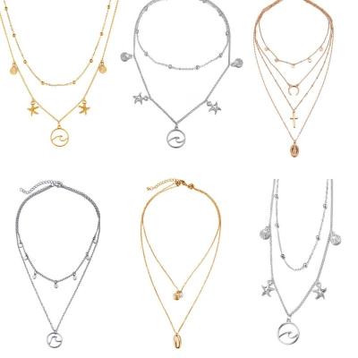 China Fashion CLASSIC Custom Womens 925 Sterling Silver Jewelry Gold Plated Layered Necklaces for sale