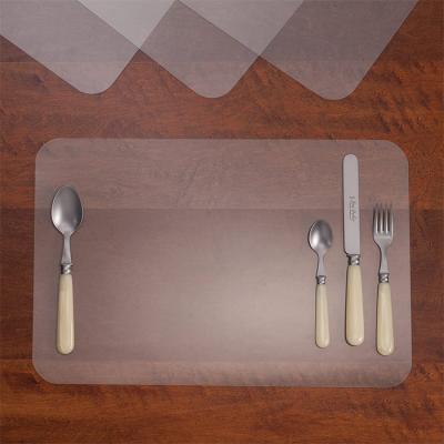 China Durable Waterproof Clear Transparent Plastic Coaster Polyester Place Mat Insulation Pad Kitchen Table Mat for sale