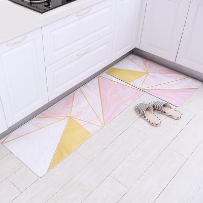 China PVC Washable Eco-friendly Waterproof Non-slip Mat PU Anti-fatigue Kitchen Floor Oil-proof Leather Mat for sale