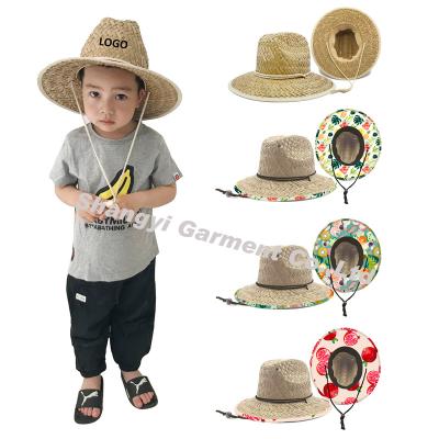 China Eco-Friendly Child Natural Grass Summer Surf Lifeguard Safari Hats Straw Hat Kids for sale