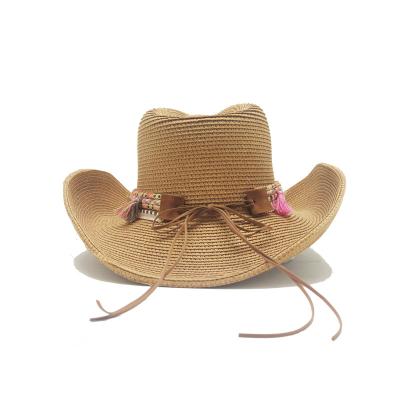 China Eco-Friendly Summer Straw Cowboy Hat For Women for sale