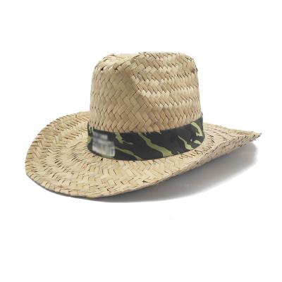 China Cheap Eco - Friendly Custom Made Natural Straw Outdoor Logo Mens Cowboy Hat for sale