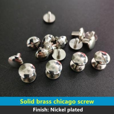 China Custom Solid Brass Nickel Chicago Screw Rivet Stud Solid Brass Button For Leather for sale