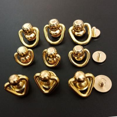 China Custom Solid Brass Sam Browne Solid Brass Stud Rivets Button With D Ring For Leather Crafts for sale