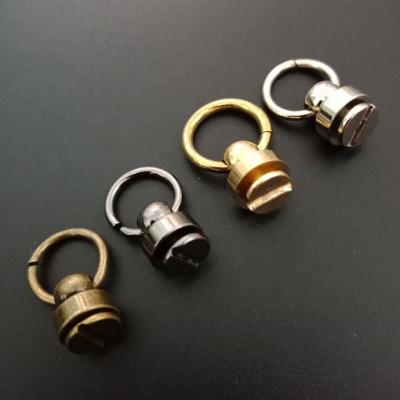 China Solid Brass Ring Rivets Studs Button Pull Spikes Screws Stud Rivet For DIY Craft Belt Bag Leather Wallet for sale