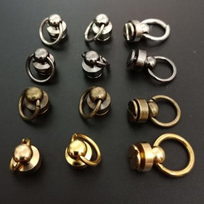 China Custom Solid Brass Ring Rivets Studs Pull Button Solid Brass Spikes Screws Nail Rivet For DIY Craft Belt Bag Leather Wallet for sale