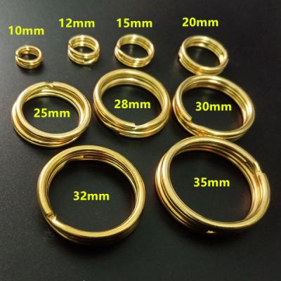 China 25mm 30mm 32mm 38mm Metal Round Wire Solid Brass Key Ring Split Brass Keychain 15mm 20mm for sale