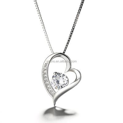 China TRENDY Sterling Silver Open Heart Pendant Necklace 925 Fashion Jewelry For Women for sale