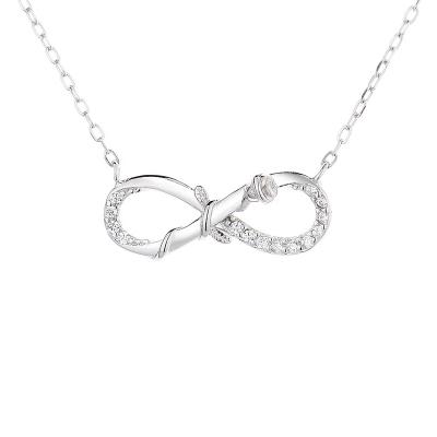 China FASHIONABLE Fine Jewelry 925 Sterling Silver CZ Infinity Necklace for sale