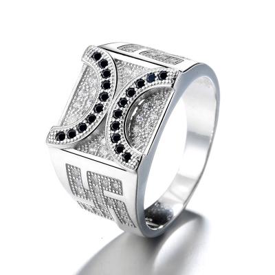 China FASHIONABLE Fine Jewelry 925 Sterling Sliver Zircon Stone Men Ring for sale