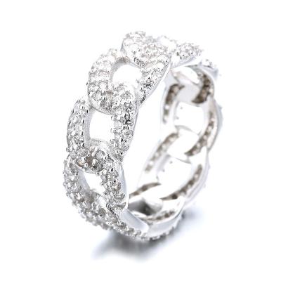 China FASHIONABLE Fine Jewelry Rhodium Plated Big Silver Cuban Ring S925 for sale