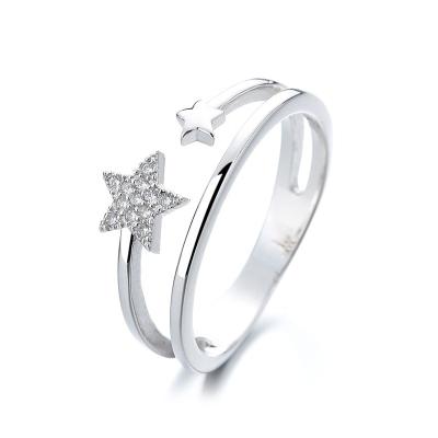 China FASHIONABLE Discount Fine Jewelry Rhodium Plated Silver Star Real 925 Ring for sale