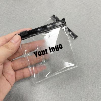 China Custom Logo Small Pvc Zipper Bag Reusable Transparent for Cosmetic Jewelry Ring for sale