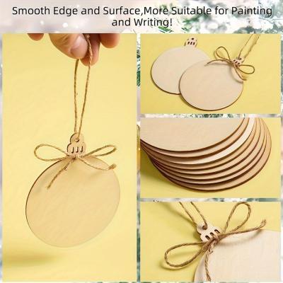 China Round Bauble Unfinished Wood Slices With Hole Arts Crafts Centerpieces DIY Christmas Ornaments Hanging Decorations for sale