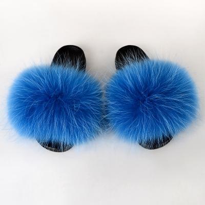 China Fashion trend wholesale price real fur real fur slippers real fur dog raccoon slippers women slippers fast shipping for sale