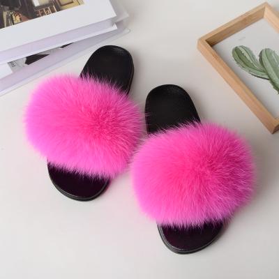 China Women Fashion Trend Women's Vegan Faux Fur Slider Slippers Open Toe Mule Fluffy House Slide Spring Slippers for sale