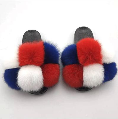 China Wholesale Fashion Trend Mink Fur Indoor Outdoor Slides With Eva Sole for sale