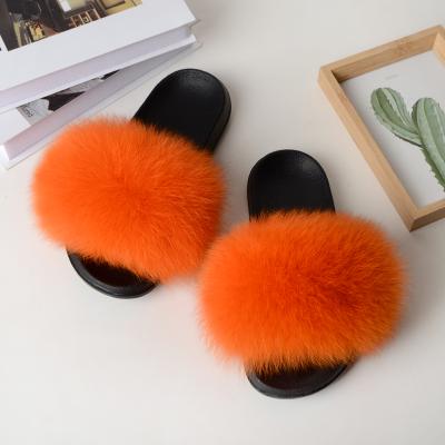 China CUSHIONING wholesale price fast shipping real fur slippers flush soft raccoon fur slipper outdoor slider sandals smudge fur slides for women for sale