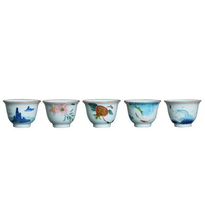 China Japanese style handmade three-dimensional relief stocked hand-painted tea cup 50ml for sale