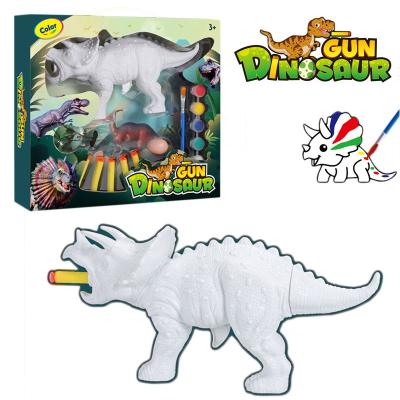 China School Children's Graffiti Diy Dinosaur Painted Costume Educational Toy Children's Fun Painted Dinosaur Soft Bullet Gun for sale