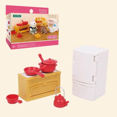 China Amazon hot sale kids plastic kitchen toy set high quality plastic play house simulation kitchen refrigerator utensils for girls playying for sale