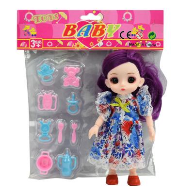 China 2020 Battery Operated Toy 13 Wholesale Cute Solid Body Joint Girl 16 Small With Tableware Silicone Doll Girl Fashion Doll Toys for sale