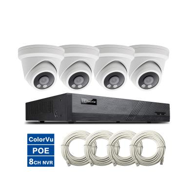 China Motion Detection 8 Channel hd nvr security kit with 4 cameras 5mp F1.0 colorvu ip turret dome camera 2.8mm full color starlight performance for sale