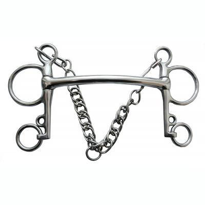 China Stainless Steel Horse Bit Pelham Bit Mullen Mouth With Hooks And Restrictor Chain BT0702 for sale