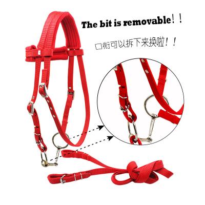 China PP webbing with metal fitting PP webbing horse brake with rein. Metal fittings.with nickel plated fleece cushion,with eyelet.LT5003 for sale