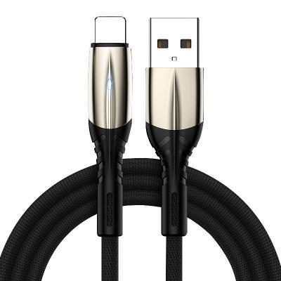 China USB C 5A Huawei Zinc Alloy Micro Data Transfer Cable Super Fast Chagring Nylon Braided LED Light Charger Breathing Data Cable For iPhone 12 for sale