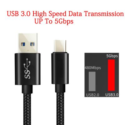 China Quick Charging Nylon Braided Type C Cable Mobile Phone Usb C Cable USB 3.0 Logo Customized High Speed ​​Data Cable for sale