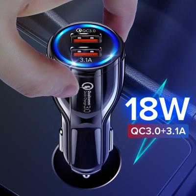 China Selling 3.1A Qualcomm 3.0 OEM USB MP3 GPS Mobile Phone Tablet Dual Phone Charger Universal 2 Port Usb Fast Charging 3.0 Car Adapter Portable Fast charger hot for sale