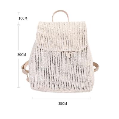 China Wholesale Bohemia Style Letters Patch Woven Summer Beach Straw Backpack Outdoor Bag With Zipper For Women Girls Travel for sale