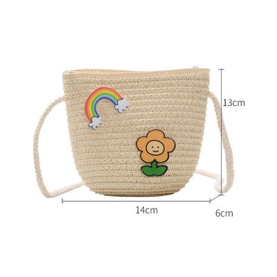 China Wholesale Portable Bohemia 2022 Latest Kids Body Straw Beach Cross Bags Cute Cartoon Strawberry Mini Summer Bag for Girls Bags and Purses for sale