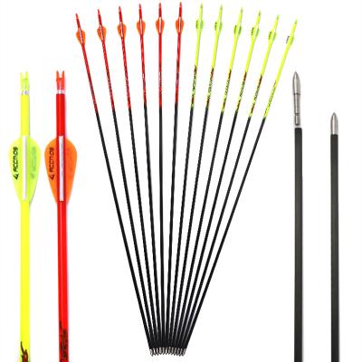 China Hunting ACCMOS ID -1000 orange and green 4.2mm carbon steel arrow spine 400 point and plastic paddles archery arrows 33inch archery for sale