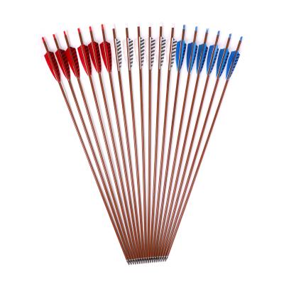 China Hunting Archery Carbon Arrows Pure Wood Coating Shaft Turkey Feathered Arrows Hunting for sale