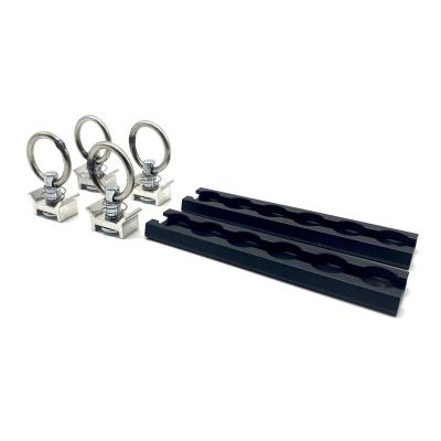 China Cargo Control 6 Inch L Black Anodized Track With Single Stud Mounting Set Of 2 for sale