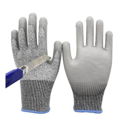 China CE 13G HPPE Glass Industry PU Safety Work Gloves Anti Cut Resistant Gardening Gloves for sale