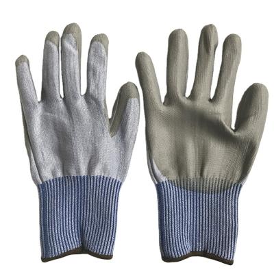 China Gardening Anti Cut ANSI 4 PU Coated Gloves Cut Resistant Stainless Steel Gloves for sale