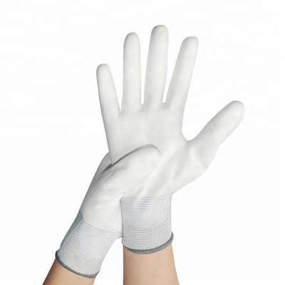 China Free Sample White Gardening Polyester / Safety PU Nylon Knitted Cheap Gloves for sale