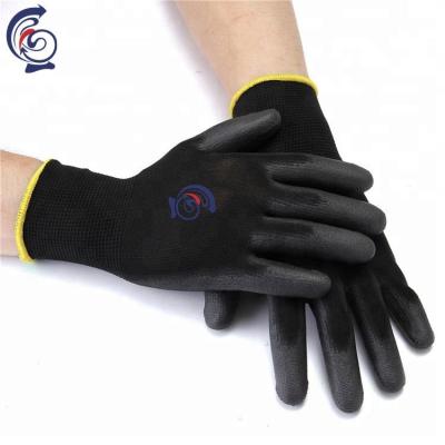 China PU Safety Work Gardening Nylon Knitted Black Glove 4131X for sale