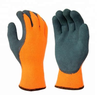 China 10 G Gardening Brushed Terry Loops Acrylic Coating Latex Palm And Thumb Liner Sandy Safety Winter Gloves For Cold for sale