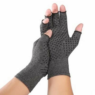 China Relieve Pain Cotton Fingerless Gray Passionate Compression Magnetic Therapy Anti Arthritis Gloves Relieve Pain Gloves for sale