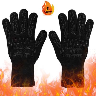 China Dotted 800 Degree High Temperature Oven Gloves Heat Resistant Grill Glove For BBQ for sale